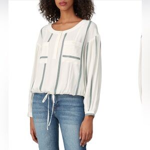 SANCIA Chiyo Boyfriend Shirt White with Green Accents